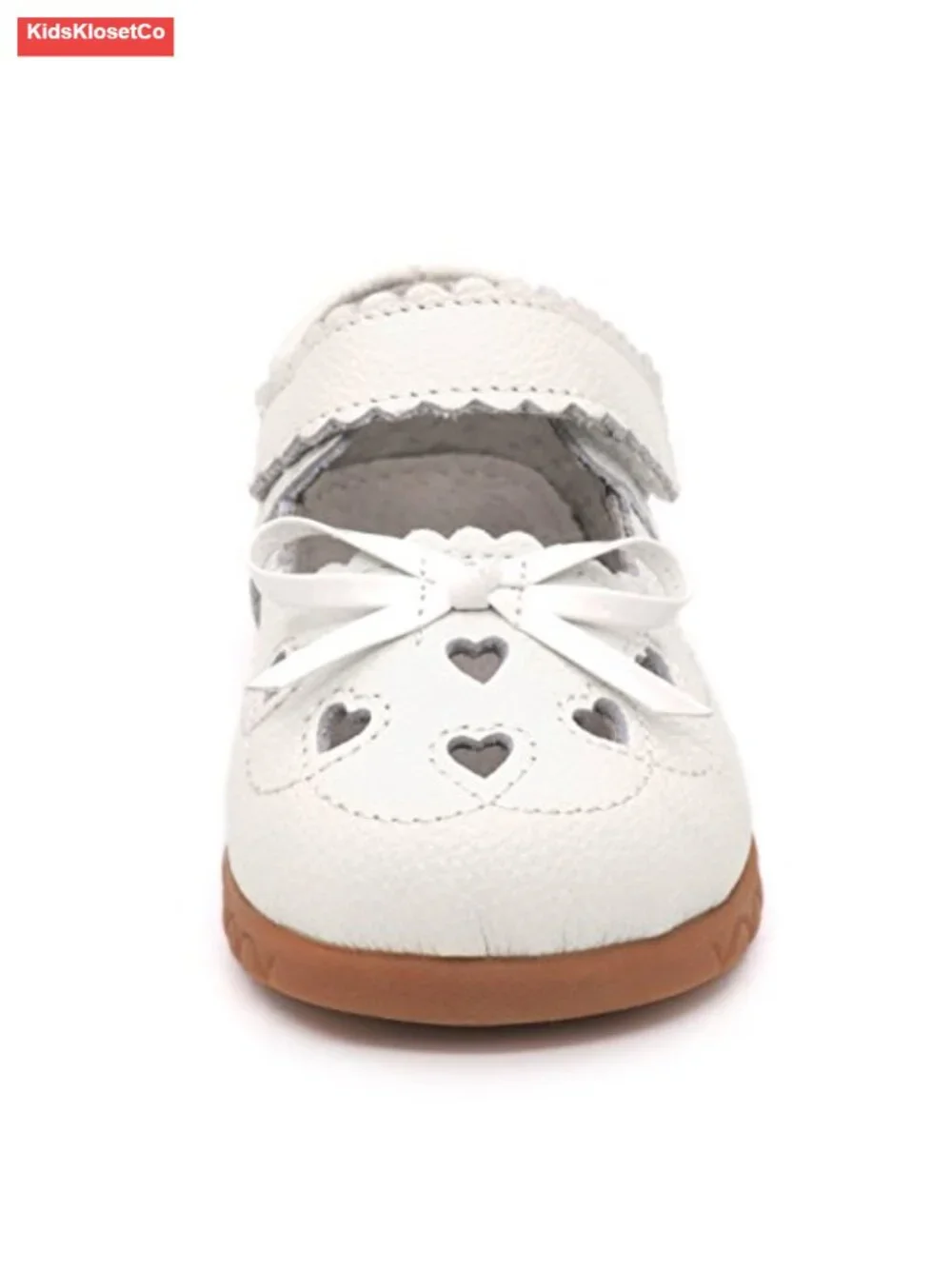 Girls Genuine Leather Mary Jane Flats with Bow - Soft Round Toe Dress Shoes